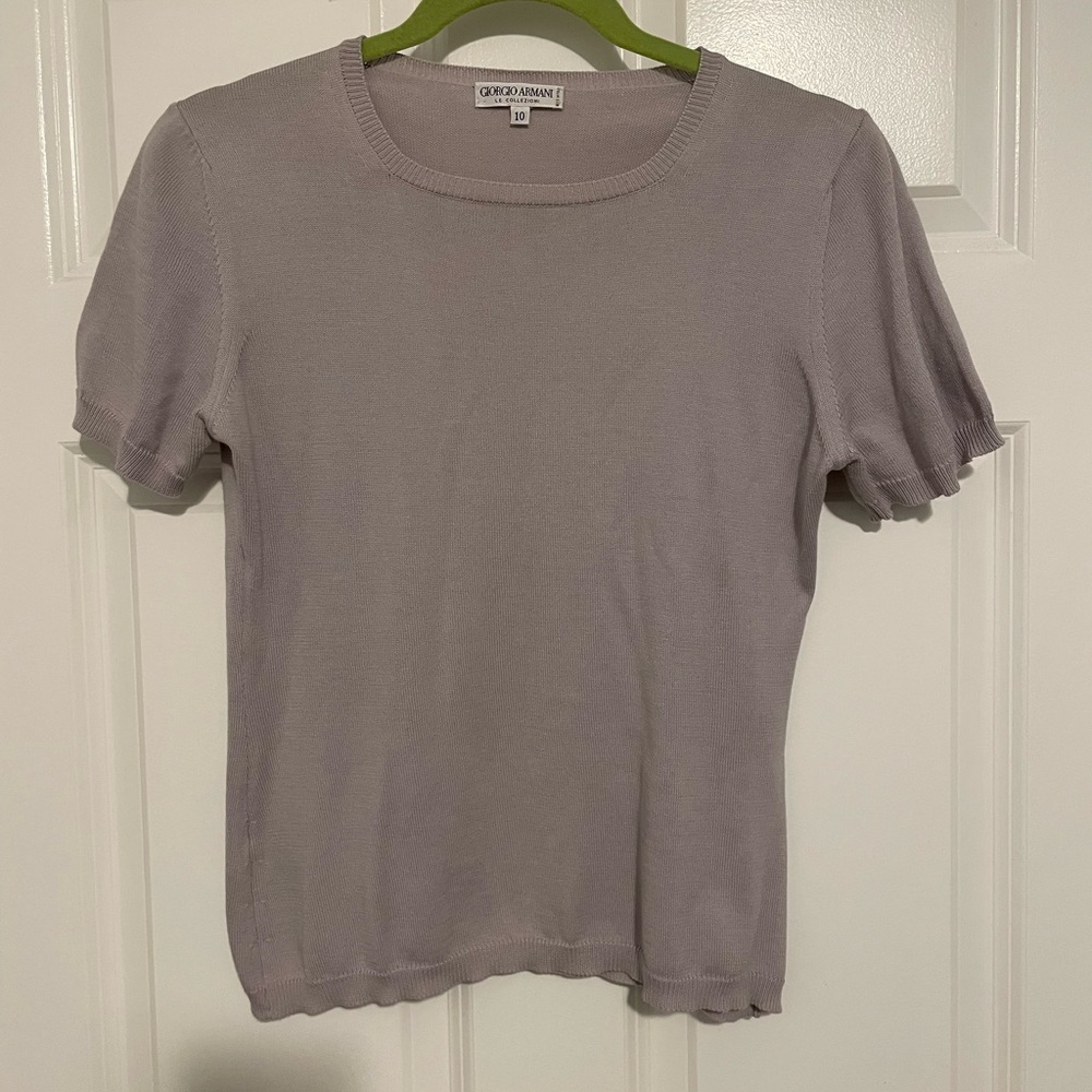 Giorgio Armani Tan Fitted Ribbed T-Shirt